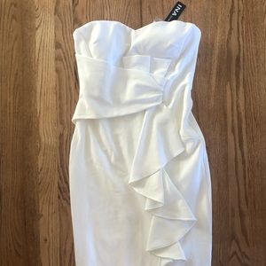 White Lulus strapless body con midi dress
